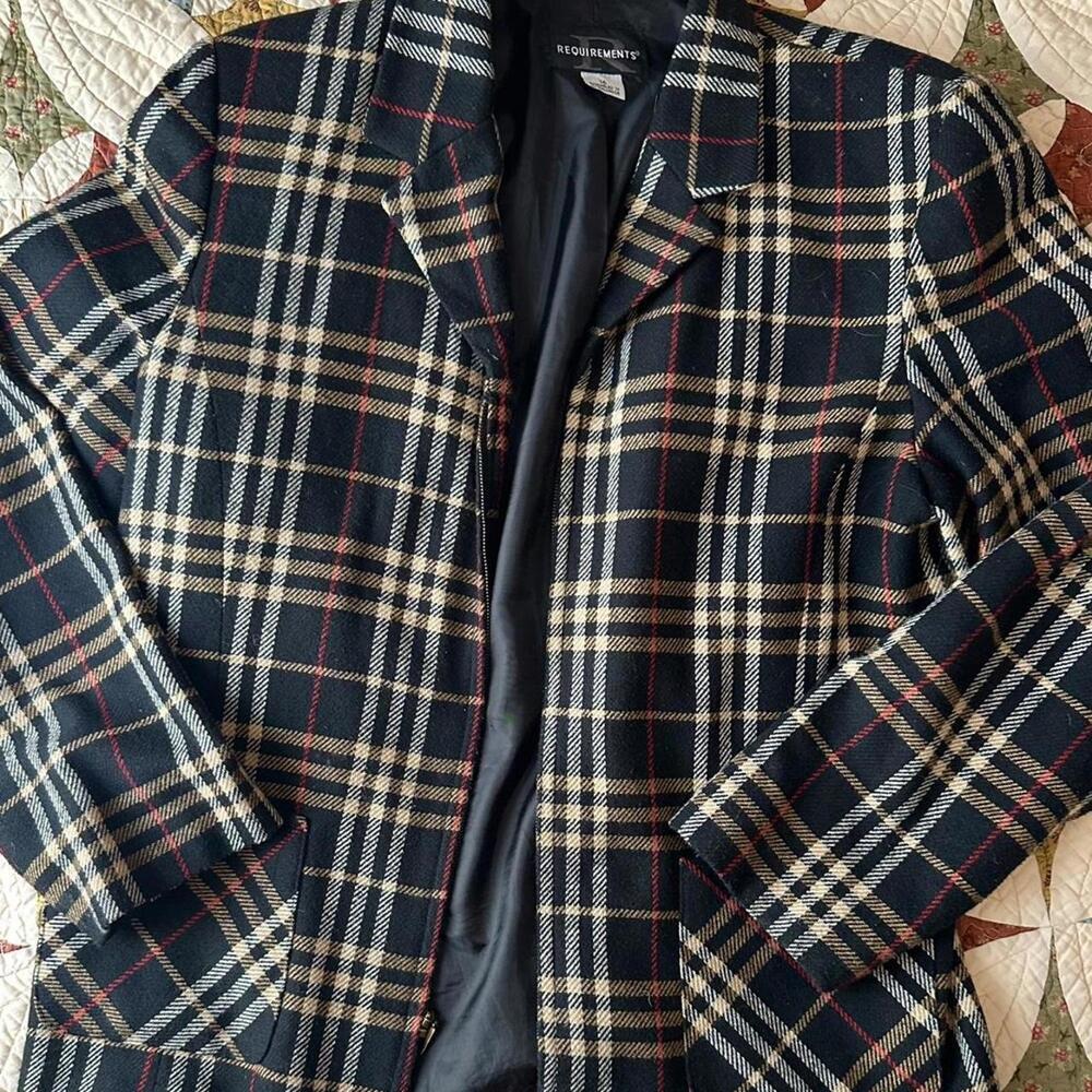 Black, red, and tan vintage plaid blazer
